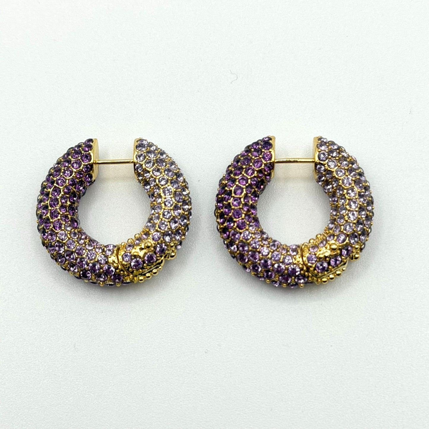 Kendra Scott Purple & Gold Gradient Pave Hoop Earrings