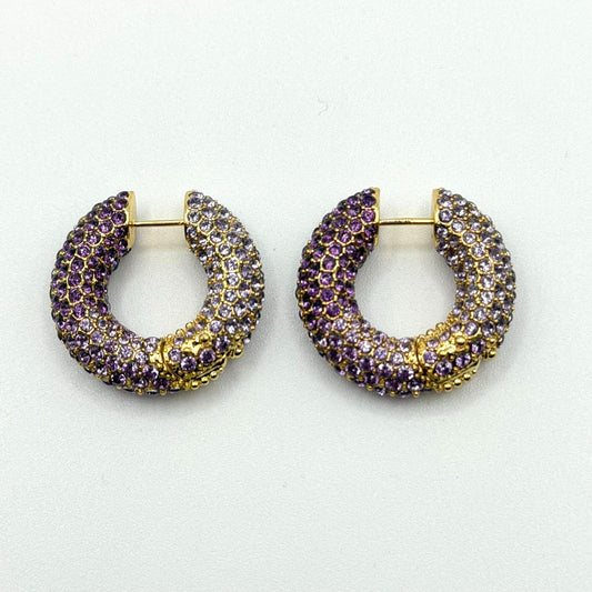 Kendra Scott Purple & Gold Gradient Pave Hoop Earrings