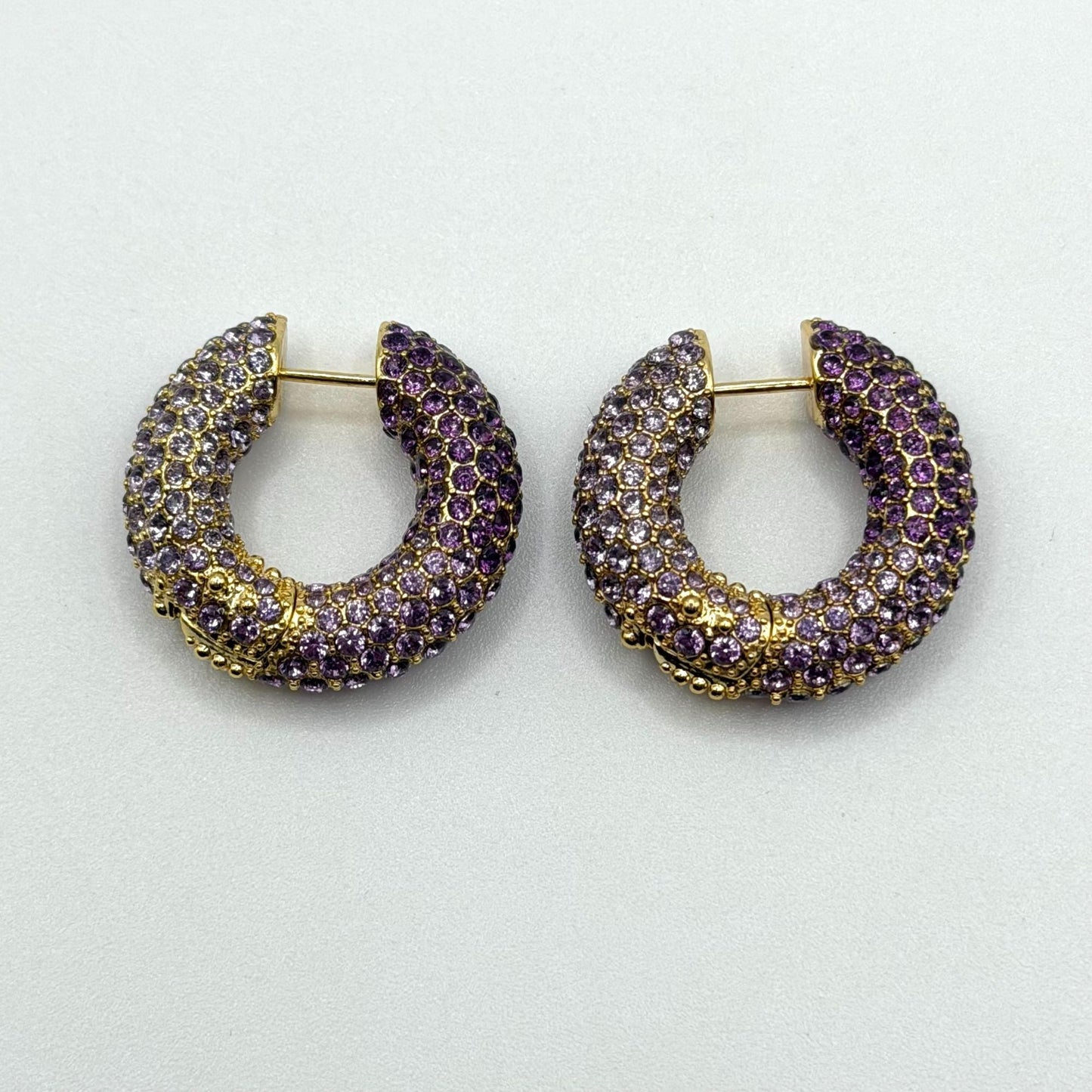 Kendra Scott Purple & Gold Gradient Pave Hoop Earrings