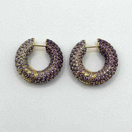 Kendra Scott Purple & Gold Gradient Pave Hoop Earrings