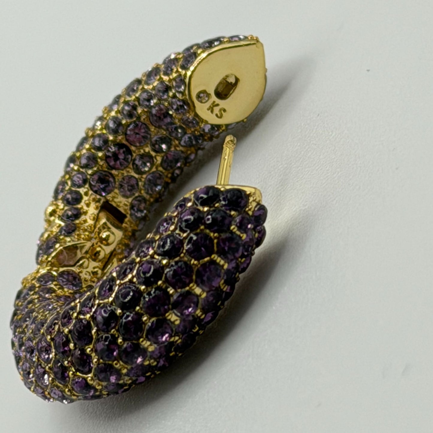 Kendra Scott Purple & Gold Gradient Pave Hoop Earrings