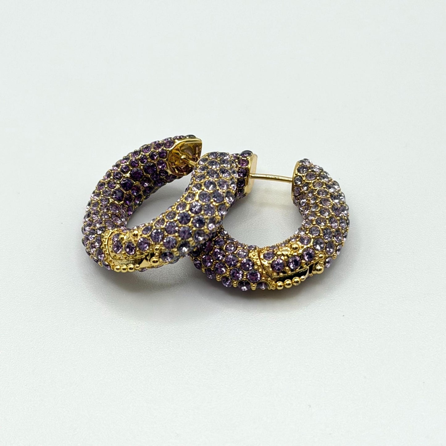 Kendra Scott Purple & Gold Gradient Pave Hoop Earrings