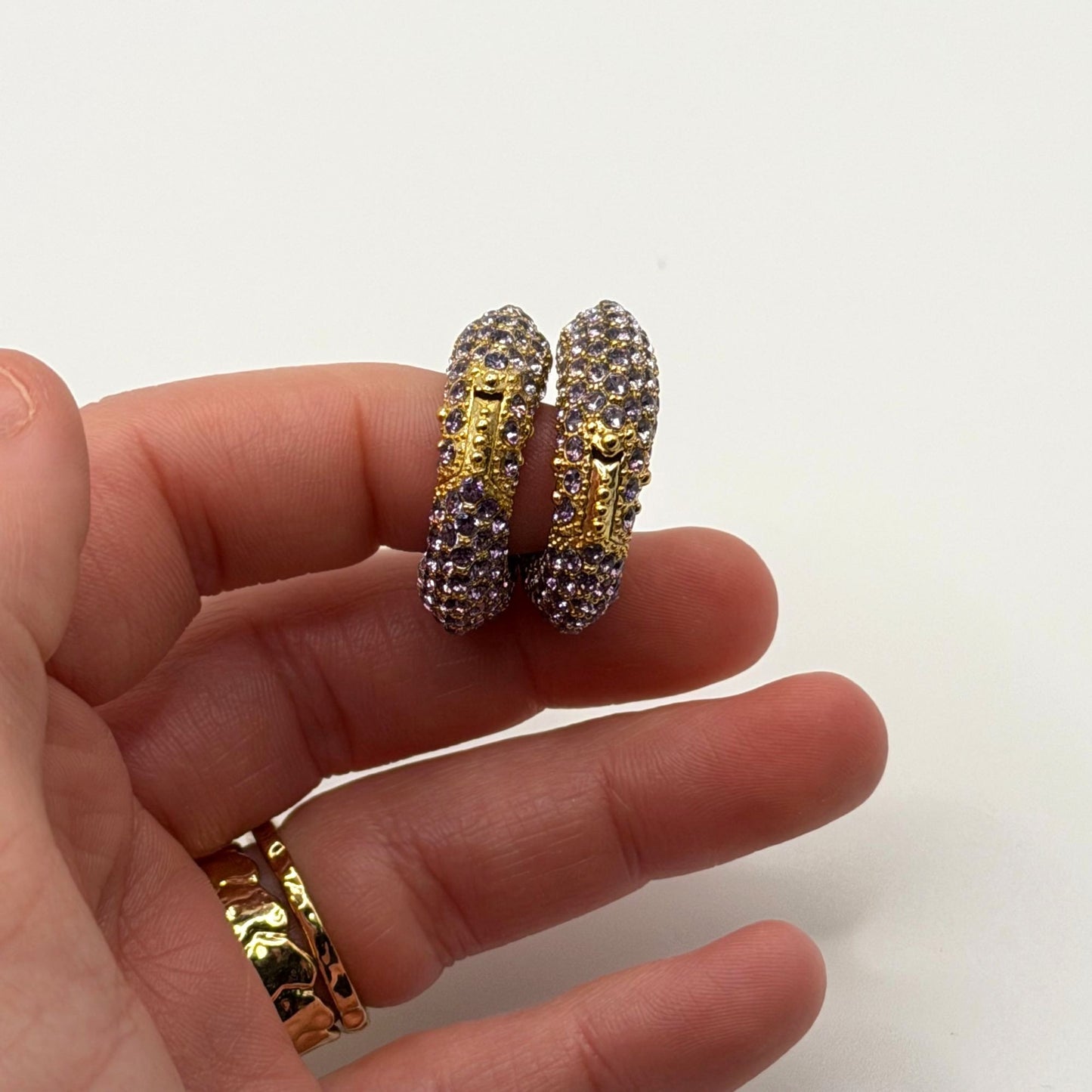Kendra Scott Purple & Gold Gradient Pave Hoop Earrings