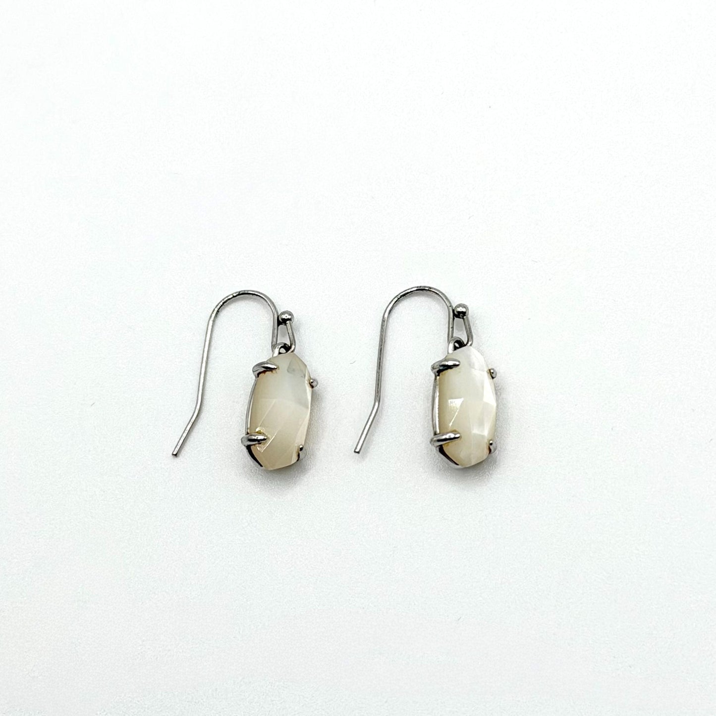 Kendra Scott Lenmi Silver-Tone White Iridescent Drop Earrings