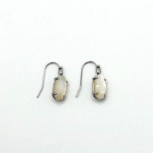 Kendra Scott Lenmi Silver-Tone White Iridescent Drop Earrings