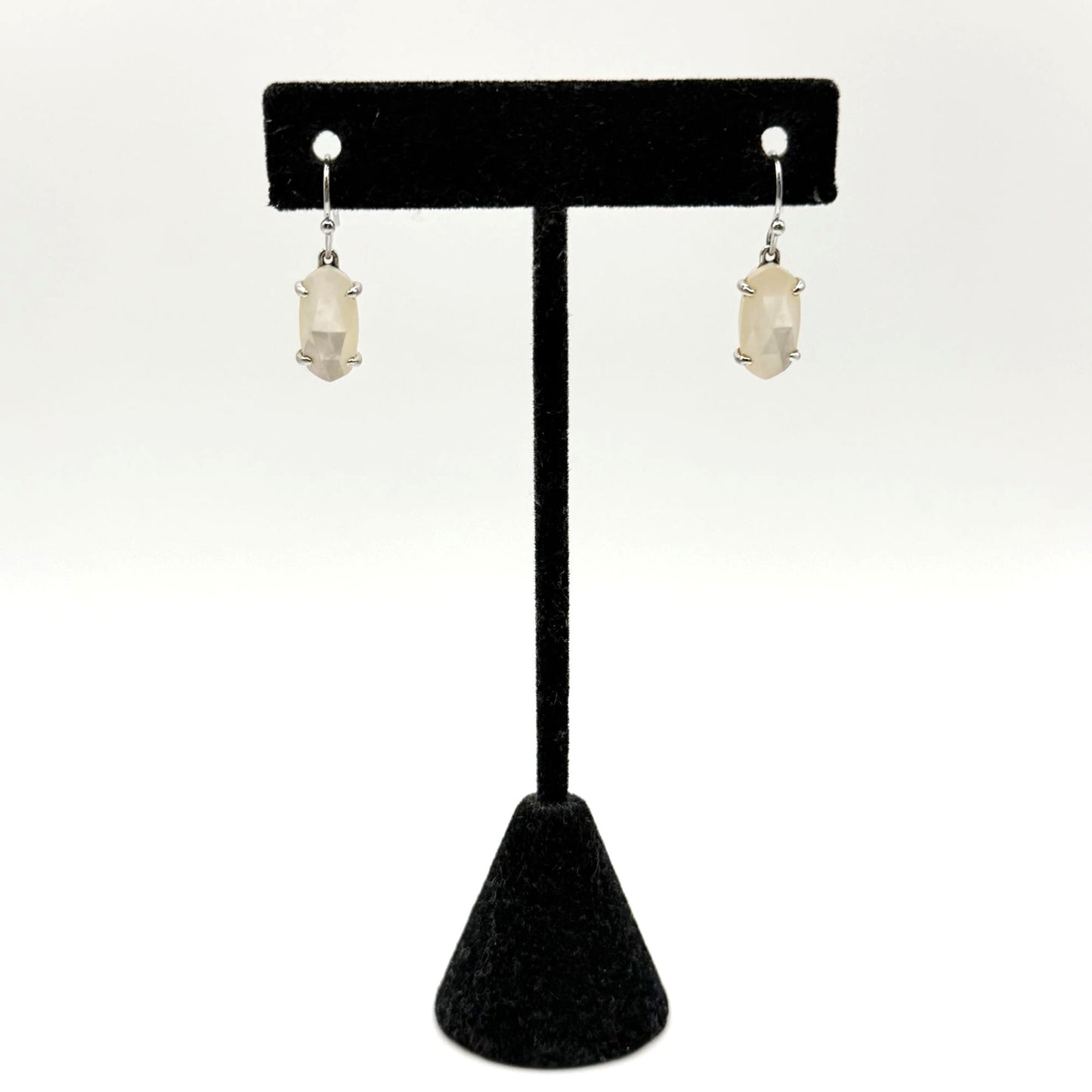 Kendra Scott Lenmi Silver-Tone White Iridescent Drop Earrings
