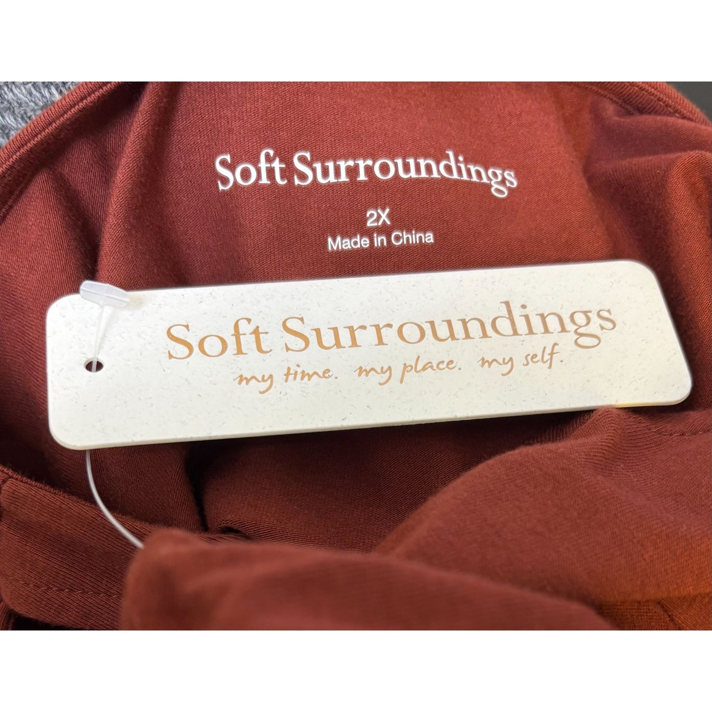 NWT Soft Surroundings Knit Dress Brick Red Long Sleeve Size 2X