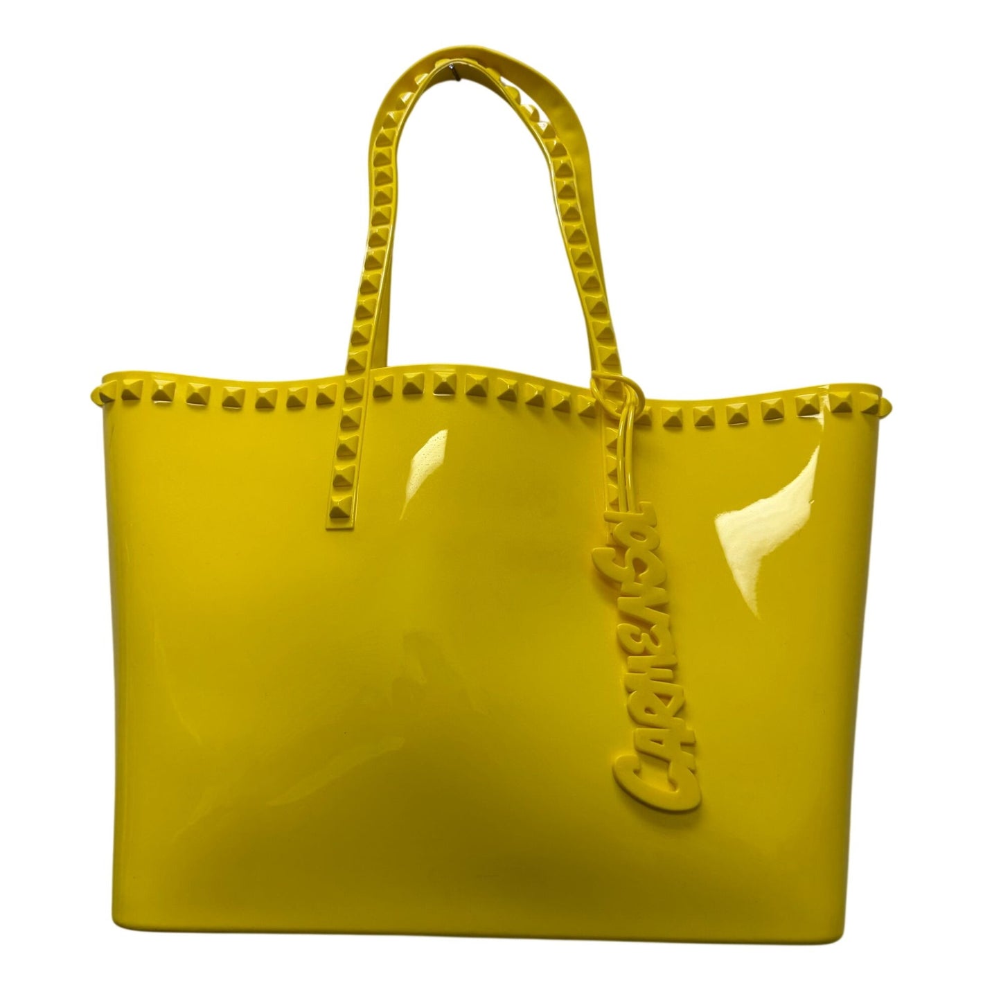 Carmen Sol Studded Yellow Tote Bag With Double Handles