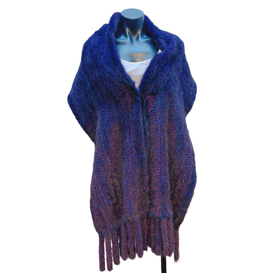 Cedrics Purple Real Fur Shawl/Scarf One Size