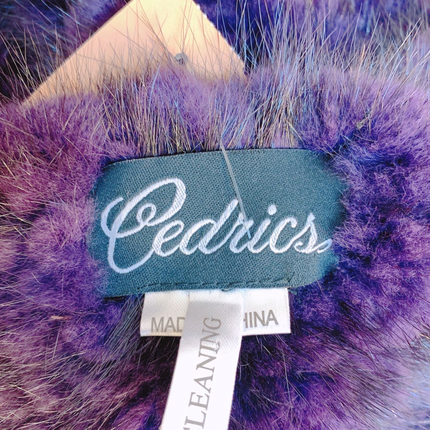 Cedrics Purple Real Fur Shawl/Scarf One Size