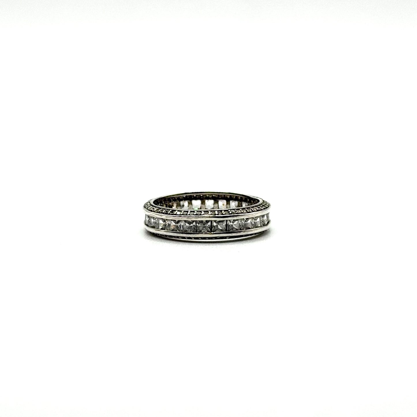 925 Sterling Silver Square Cut CZ Infinity Band Ring Size 9.5