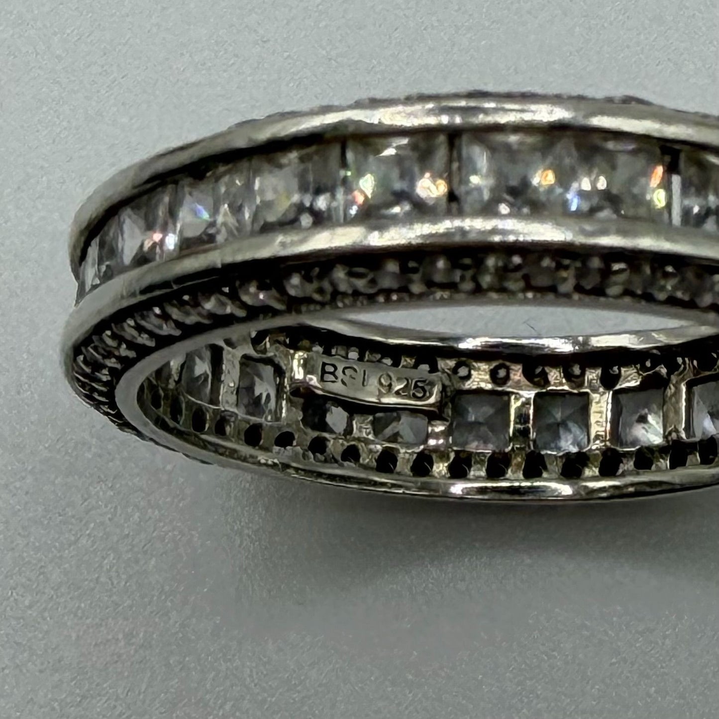 925 Sterling Silver Square Cut CZ Infinity Band Ring Size 9.5