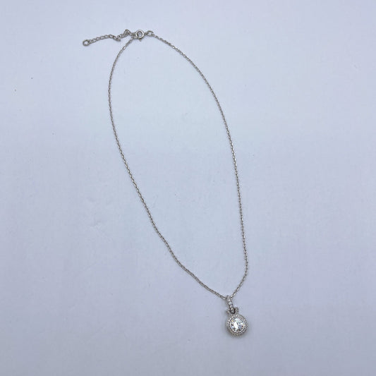 Ritani 925 Sterling Silver Round Halo Pendant Necklace With Pave CZ Accents & Chain