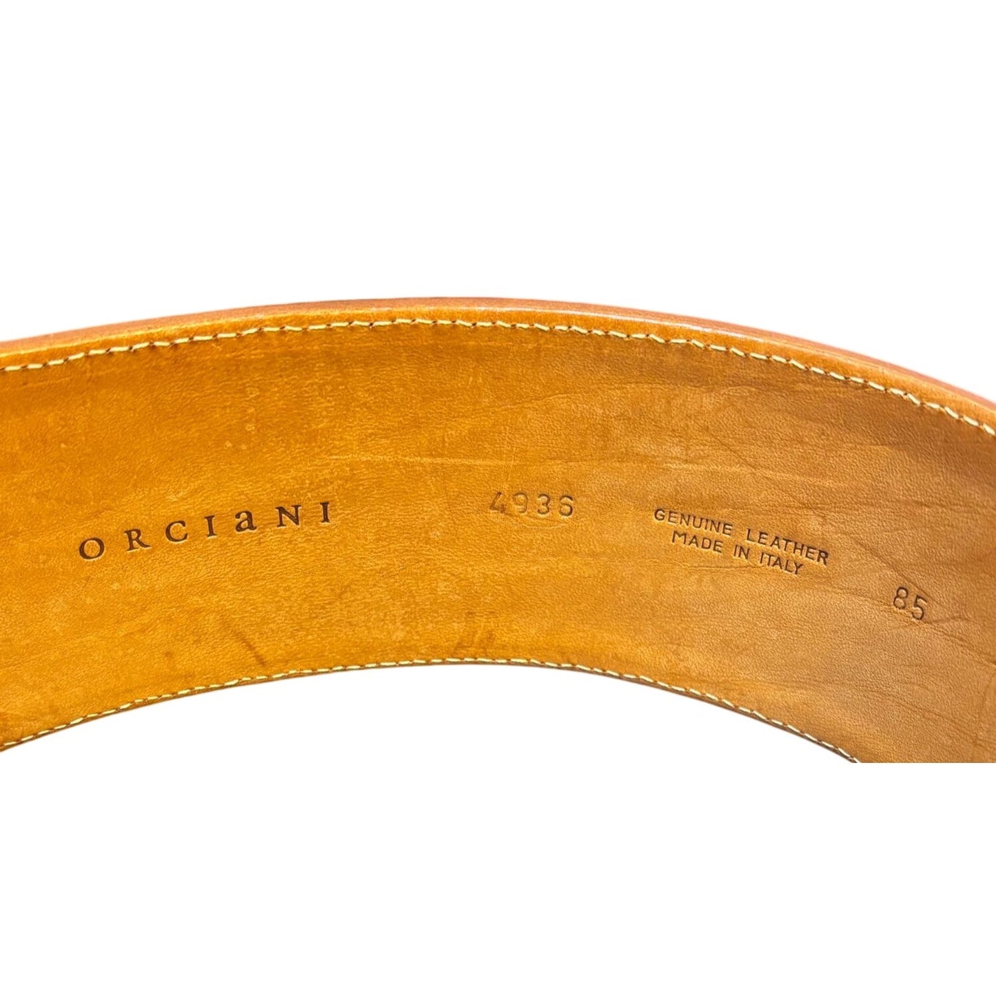 Orciani Wide Leather Belt Brown M/85 Genuine Leather Made In Italy