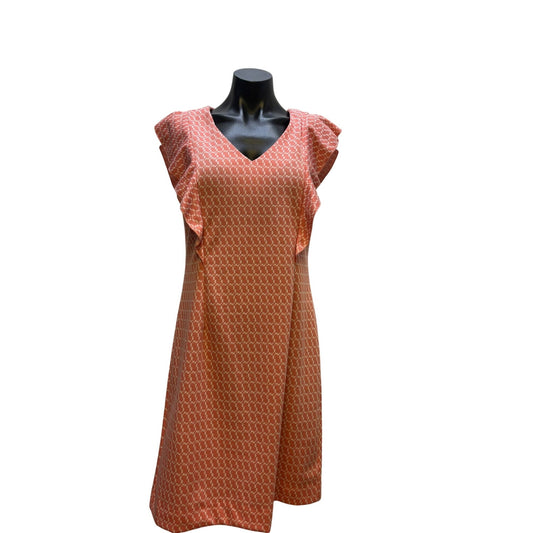 NWT Tyler Boe Ellie Dress Coral Links Ruffle Sleeve M