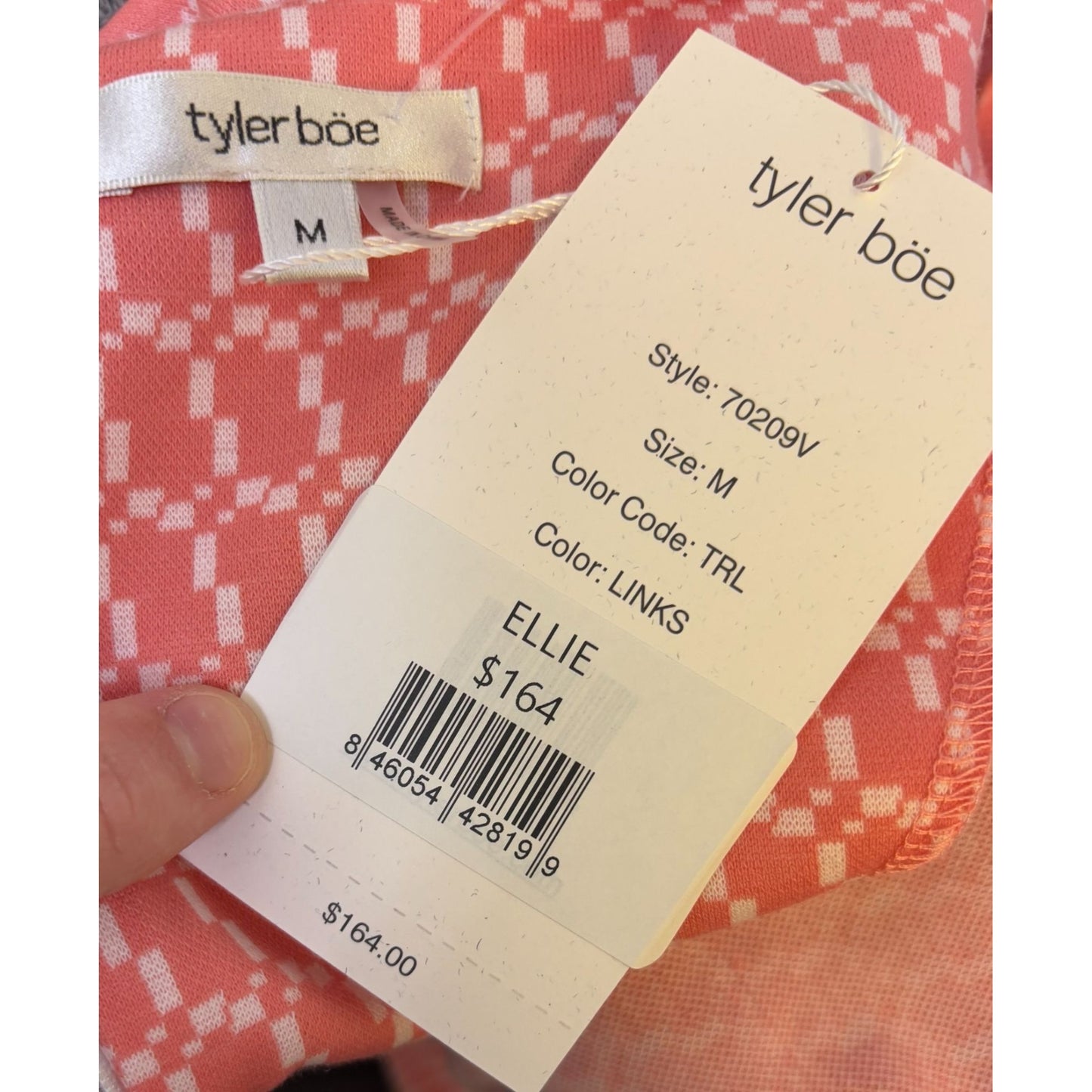 NWT Tyler Boe Ellie Dress Coral Links Ruffle Sleeve M