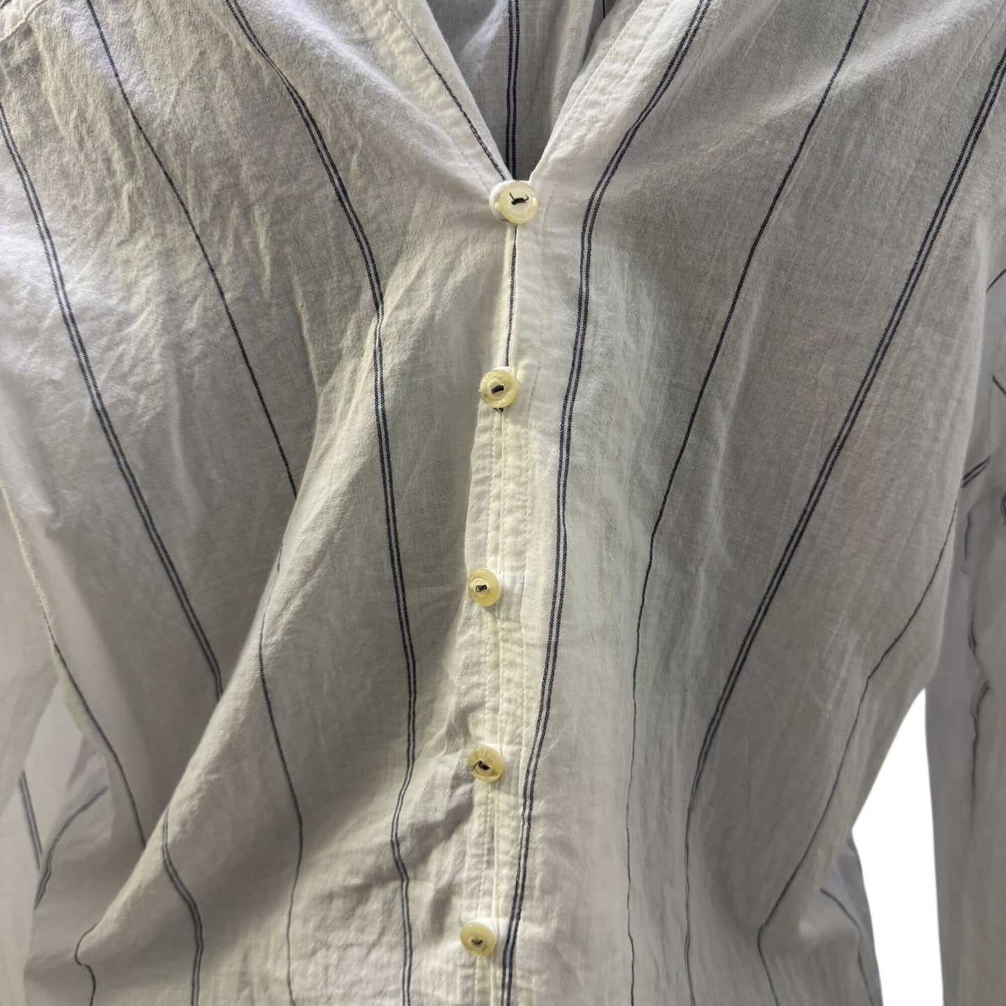 Johnny Was Embroidered White Long-Sleeve Button-Up Blouse L