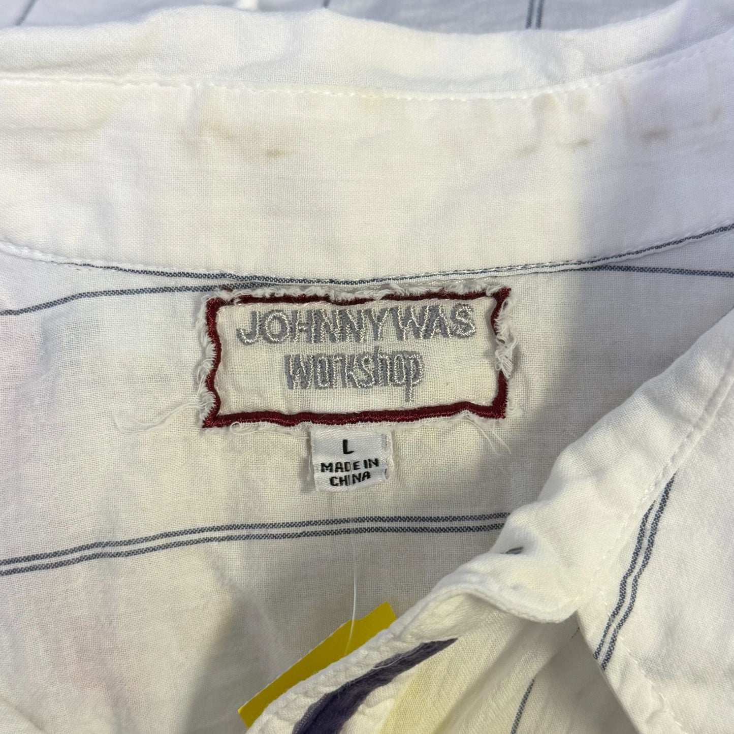 Johnny Was Embroidered White Long-Sleeve Button-Up Blouse L