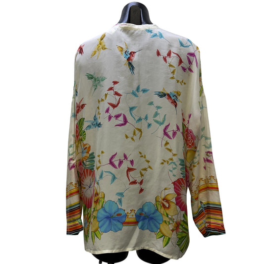 Johnny Was Blouse Multi-Color Floral Button Down Long Sleeve S