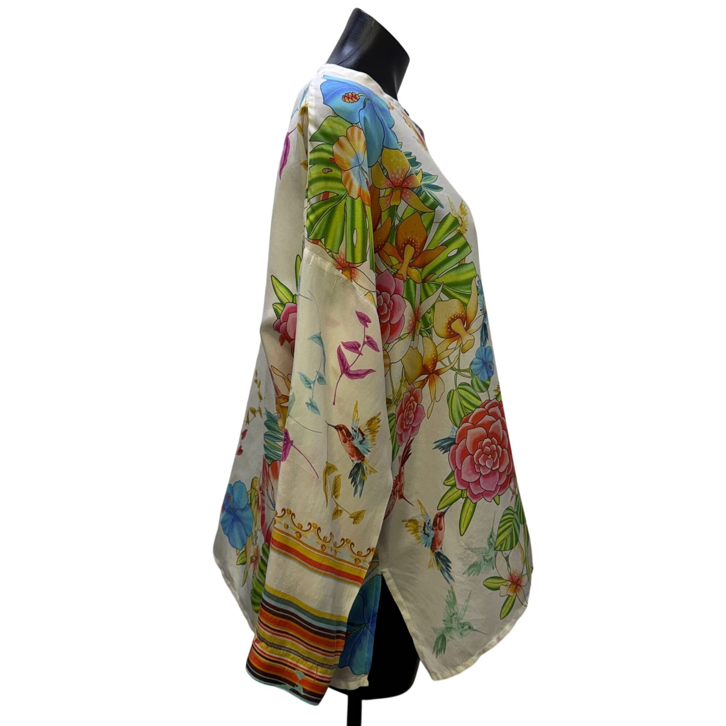 Johnny Was Blouse Multi-Color Floral Button Down Long Sleeve S