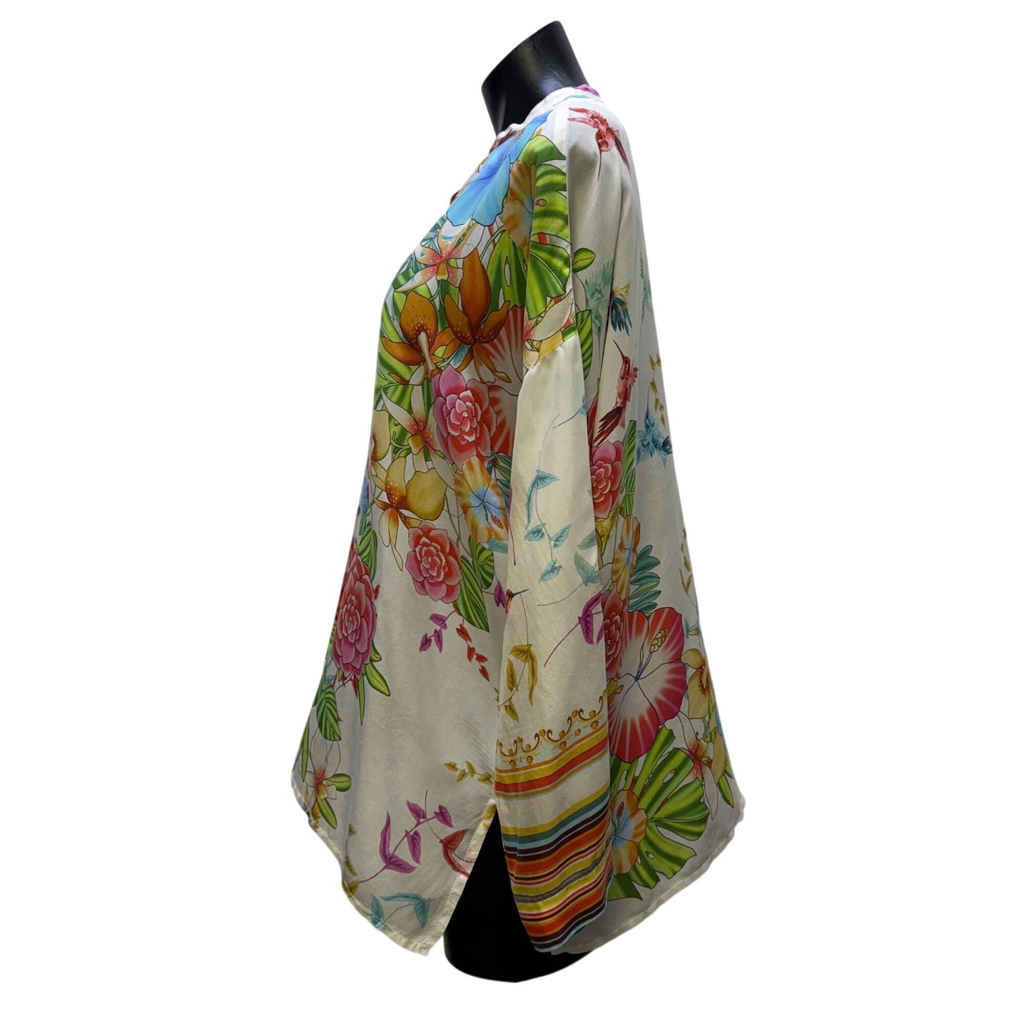 Johnny Was Blouse Multi-Color Floral Button Down Long Sleeve S