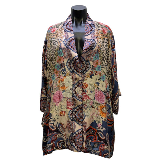 Johnny Was Reversible Silk Kimono Cardigan Multicolor M