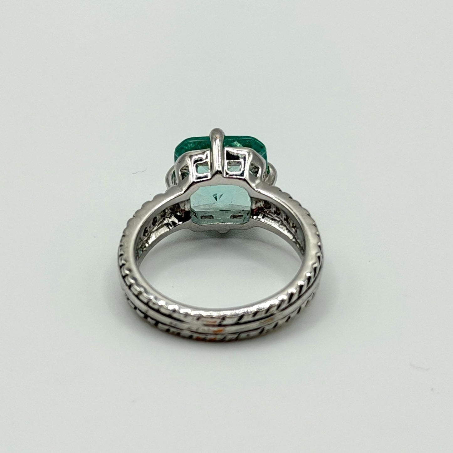 Lia Sophia Silver-Tone Aquamarine Crystal Ring  Size 9