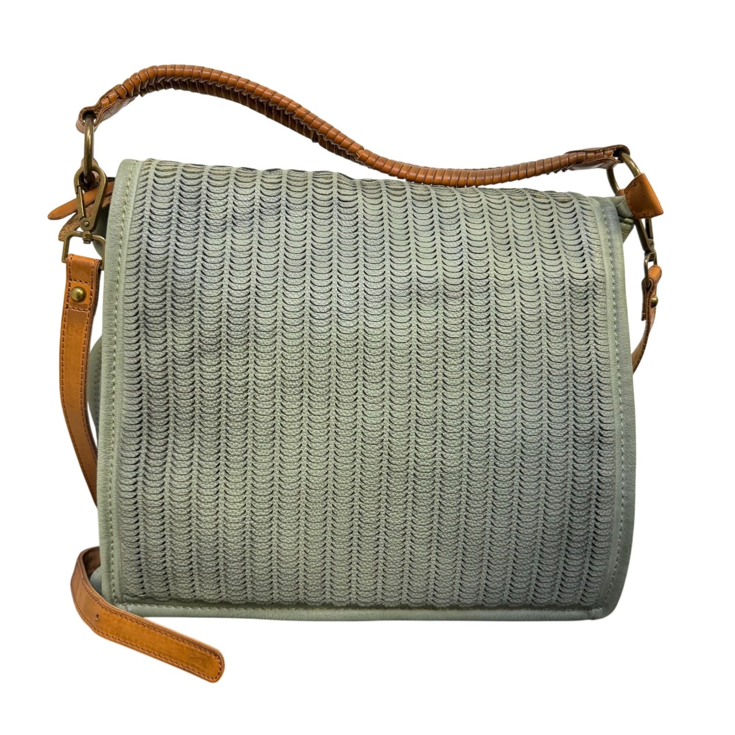 Free People Woven Shoulder Bag Green & Brown Adjustable Strap