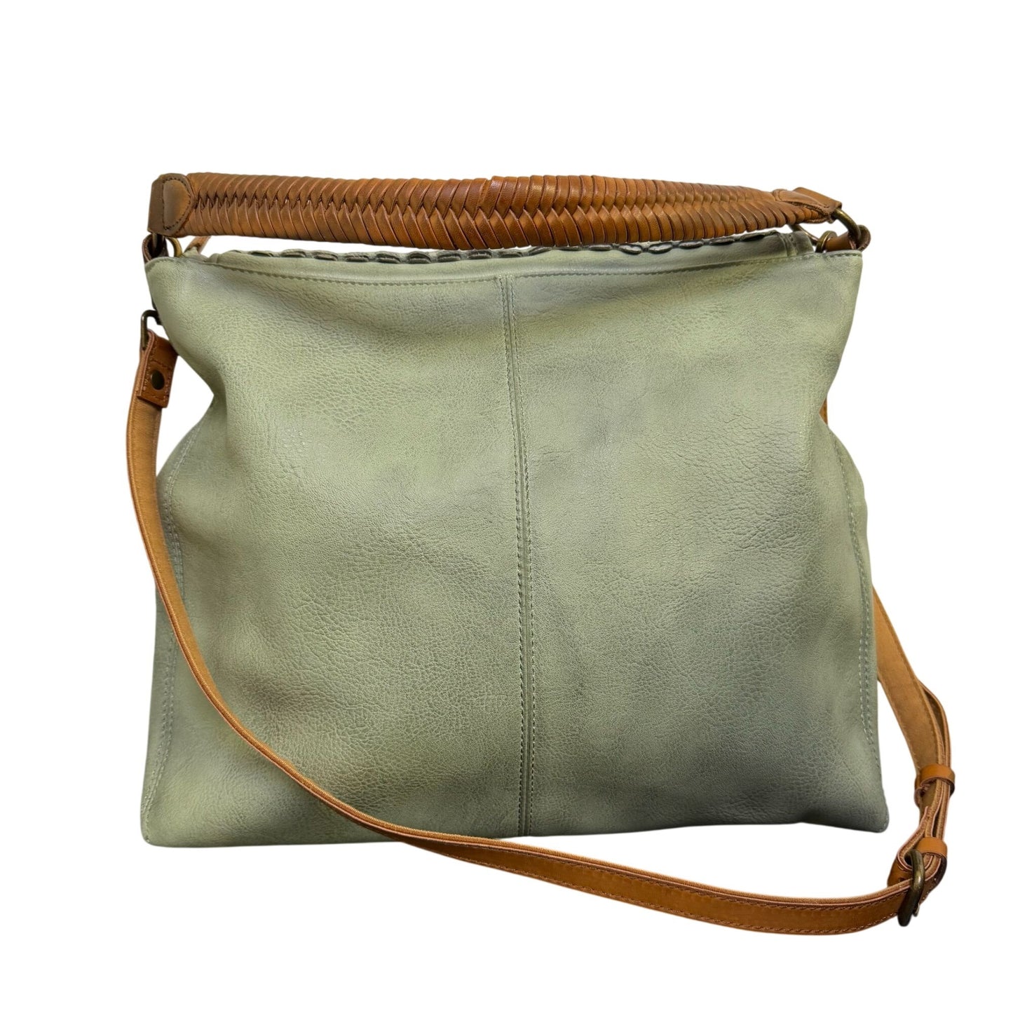 Free People Woven Shoulder Bag Green & Brown Adjustable Strap