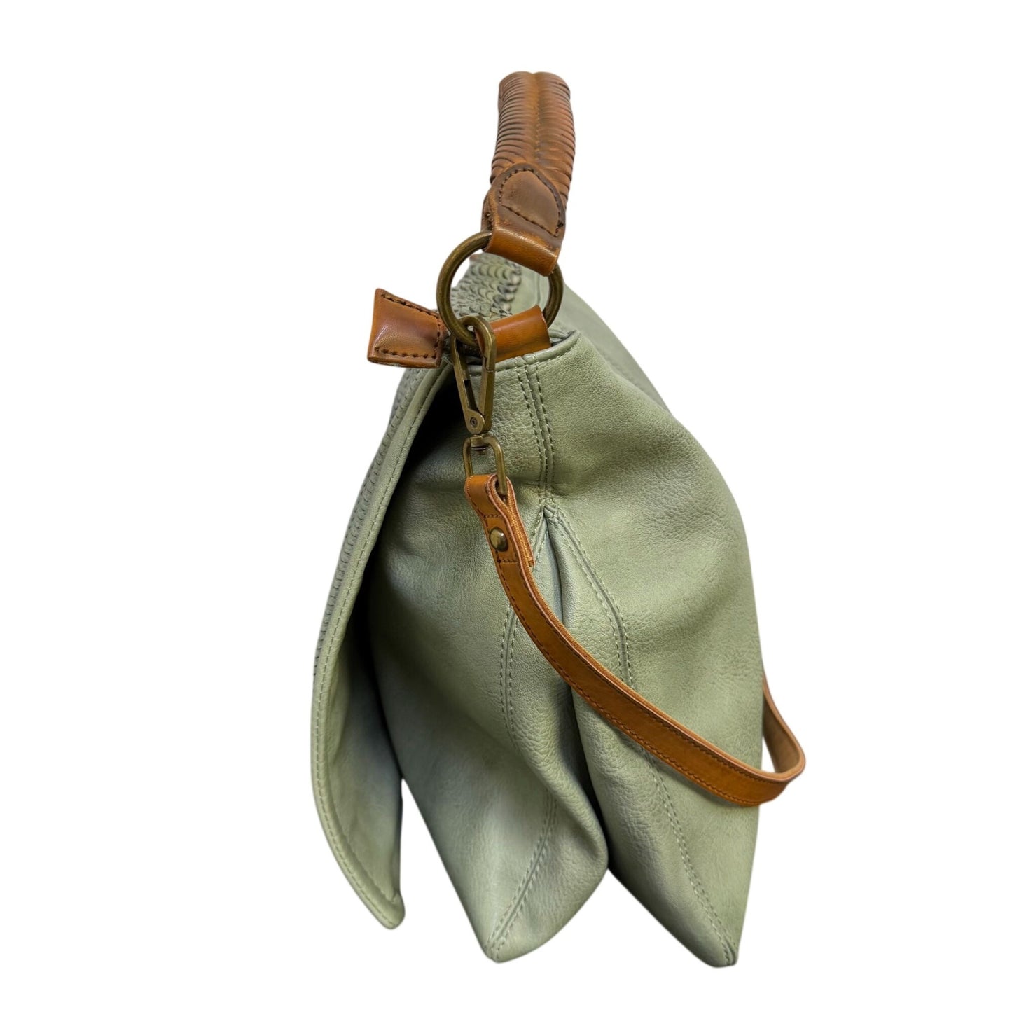 Free People Woven Shoulder Bag Green & Brown Adjustable Strap