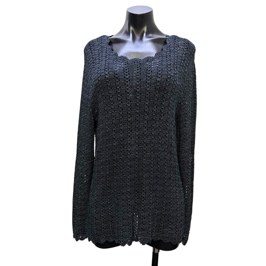 Double D Ranch Navy Open-Weave Sweater M