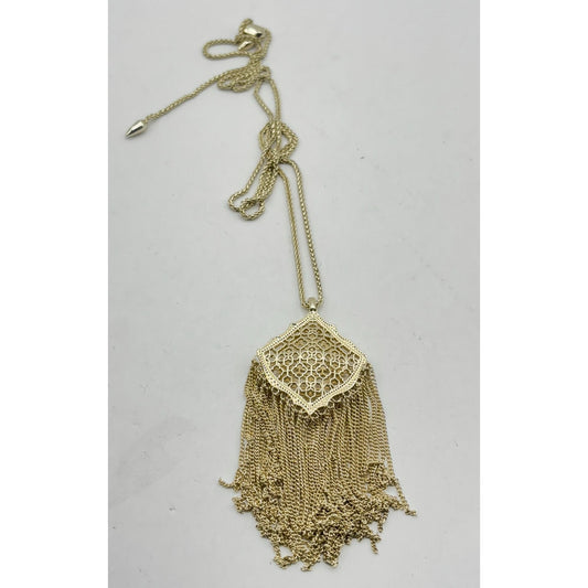 Kendra Scott Gold Filigree Tassel Pendant Necklace With Long Chain