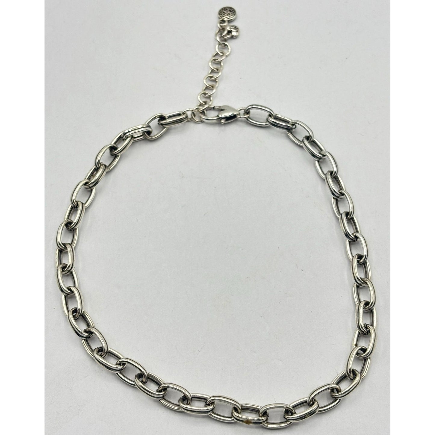 Brighton Silver-Tone Link Chain Necklace With Heart Clasp & Adjustable Extender