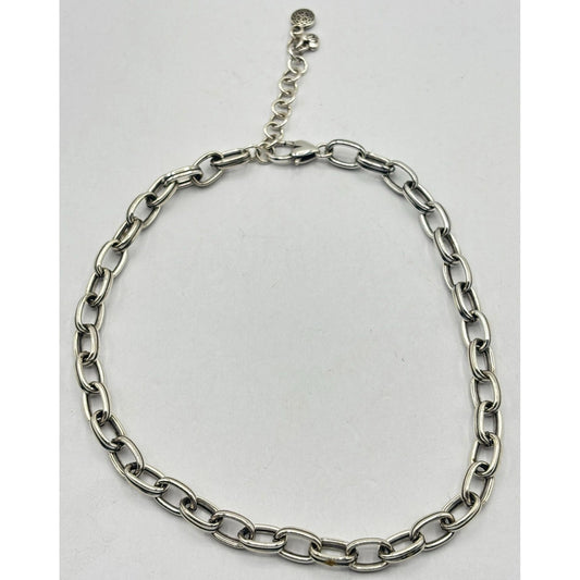 Brighton Silver-Tone Link Chain Necklace With Heart Clasp & Adjustable Extender