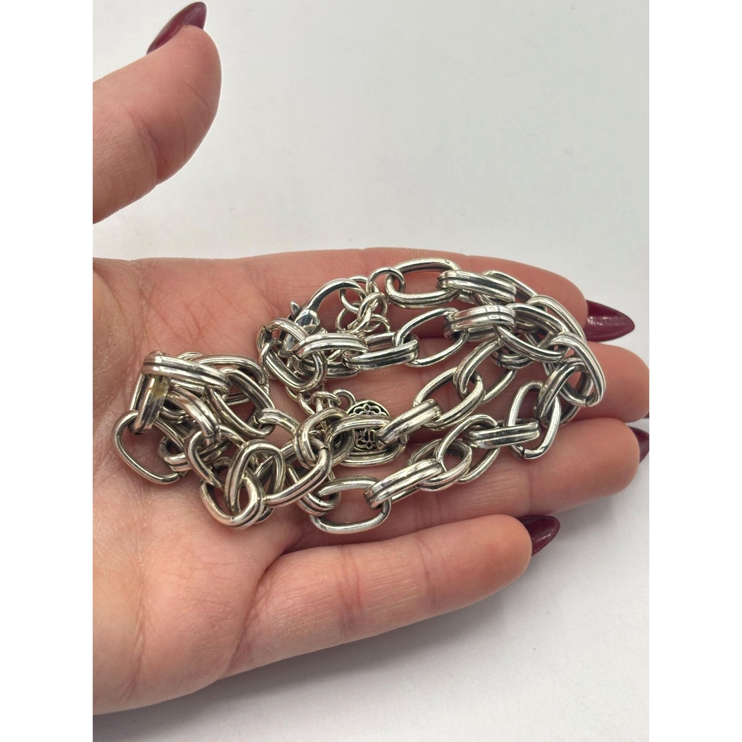 Brighton Silver-Tone Link Chain Necklace With Heart Clasp & Adjustable Extender