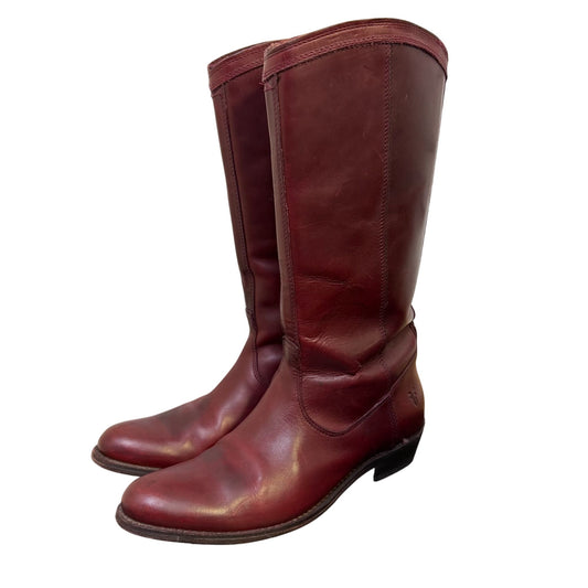 Frye Burgundy Leather Riding Boots Size 8.5