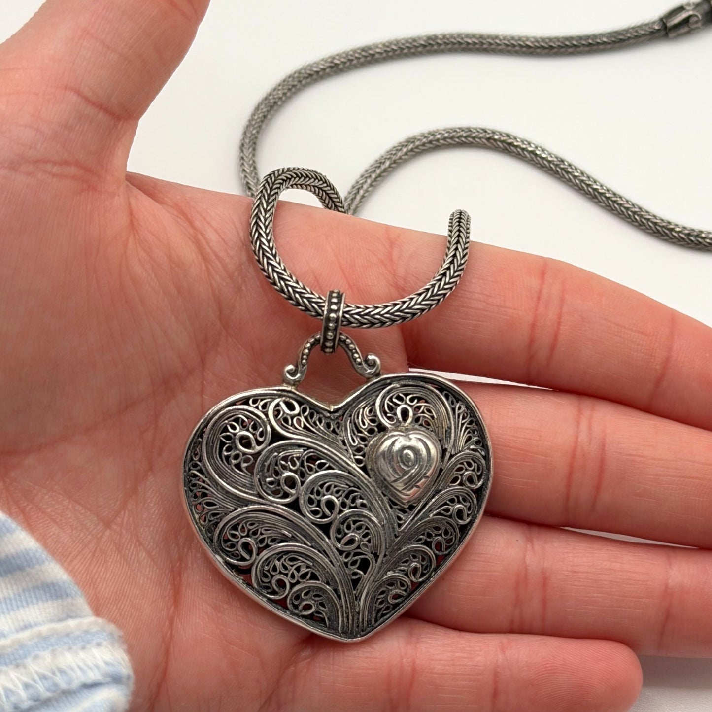 Brighton Treasures 925 Sterling Silver Heart Pendant Necklace