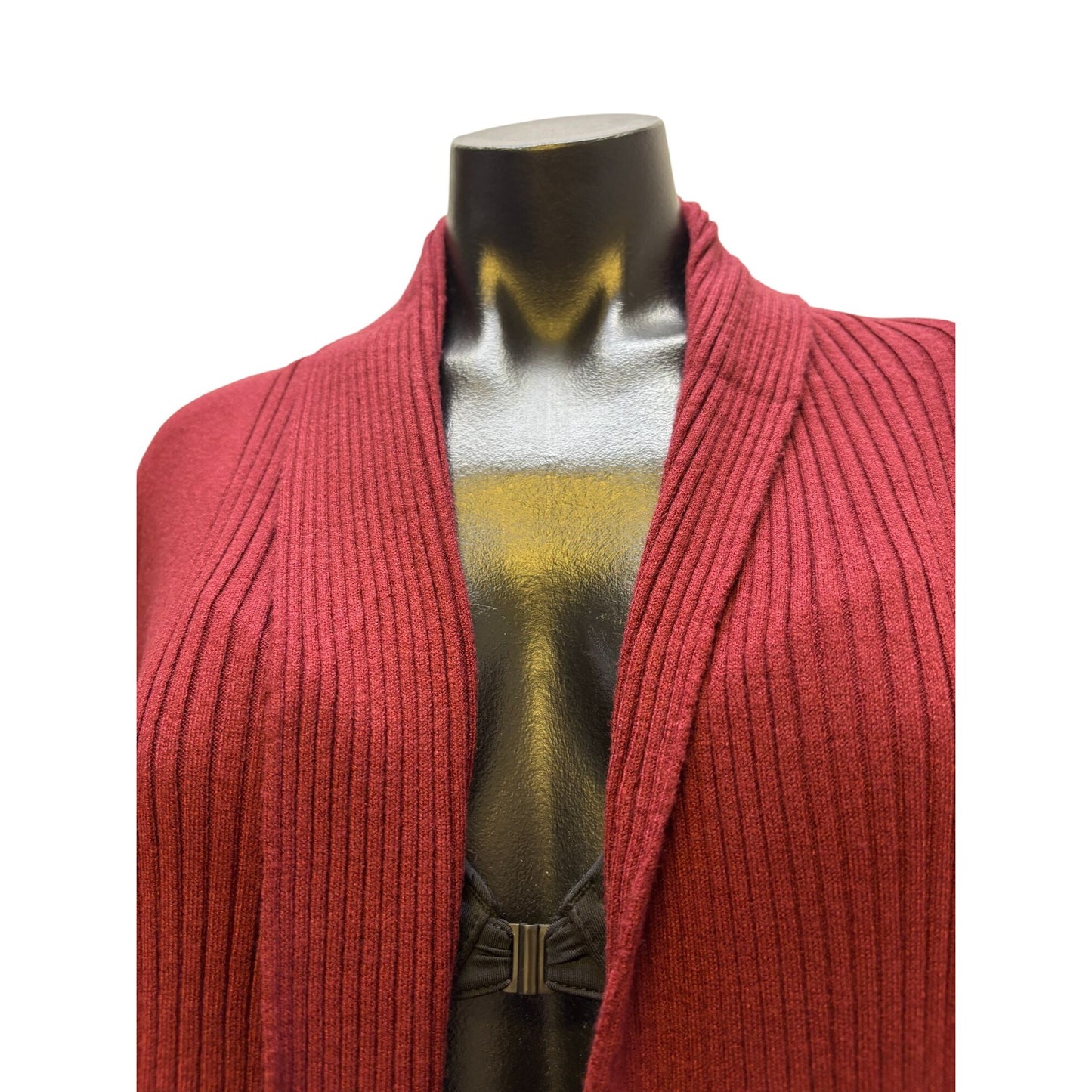 NWT Soft Surroundings Burgundy Draped Ruffle Open Front Cardigan L/XL