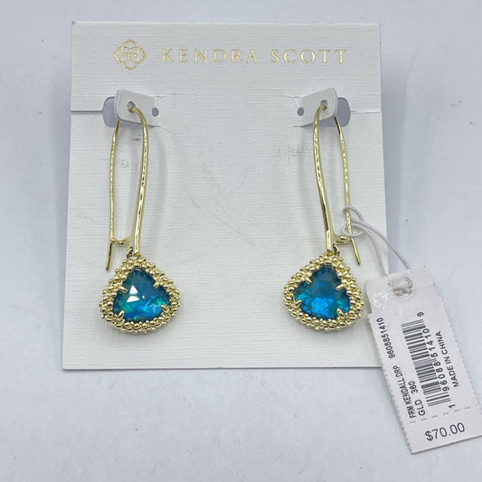 Kendra Scott Gold Blue Teal Framed Teardrop Earrings