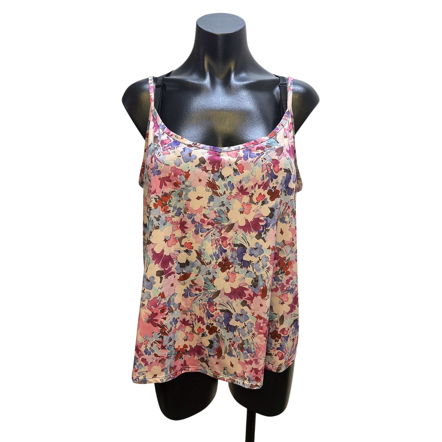 NWT Johnny Was Vintage Sheer Floral Pink Blouse w/Ruffled Collar Size L