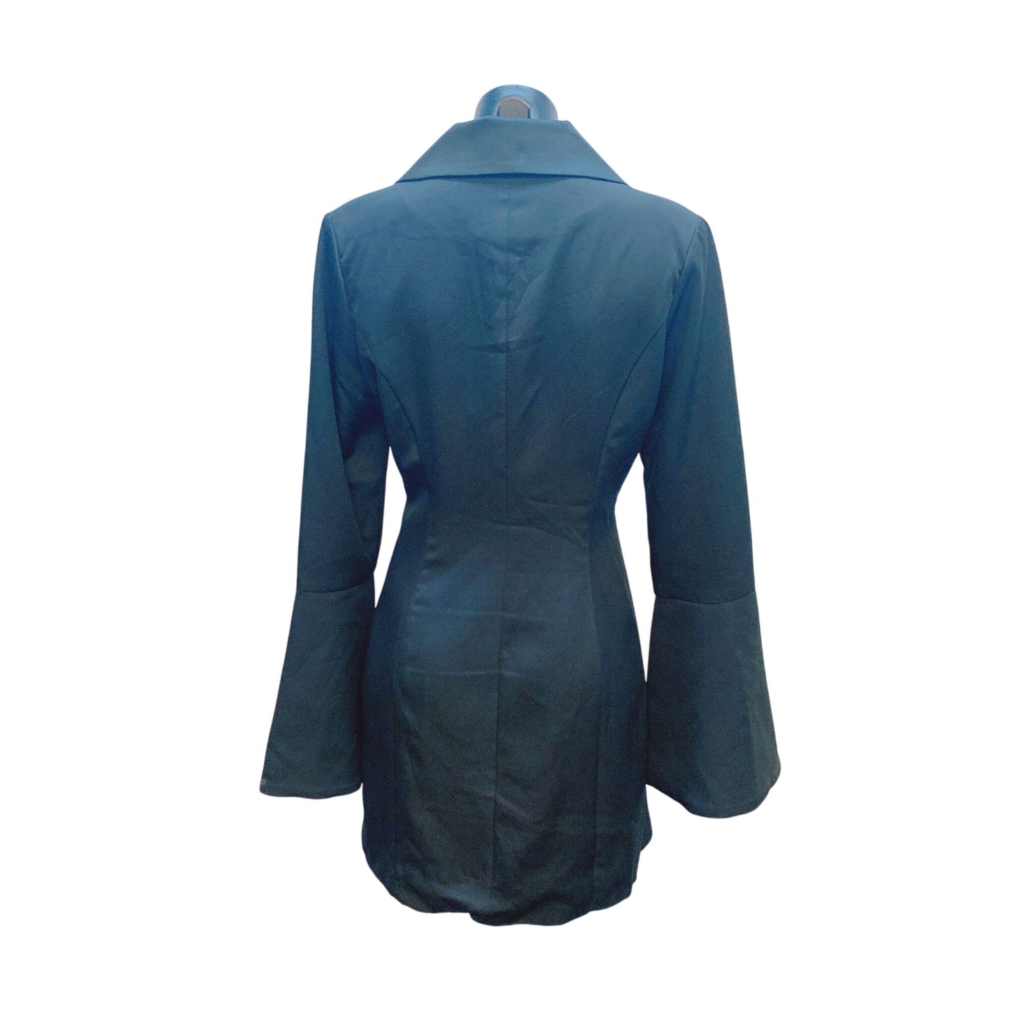 Lavish Alice Black Blazer Dress With Flared Sleeves & Button Accents 8