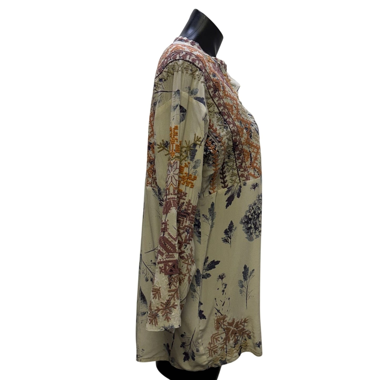 Johnny Was Floral Embroidered Blouse Multi-Color Long Sleeve S
