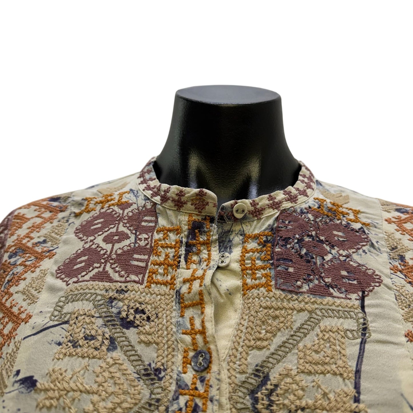 Johnny Was Floral Embroidered Blouse Multi-Color Long Sleeve S