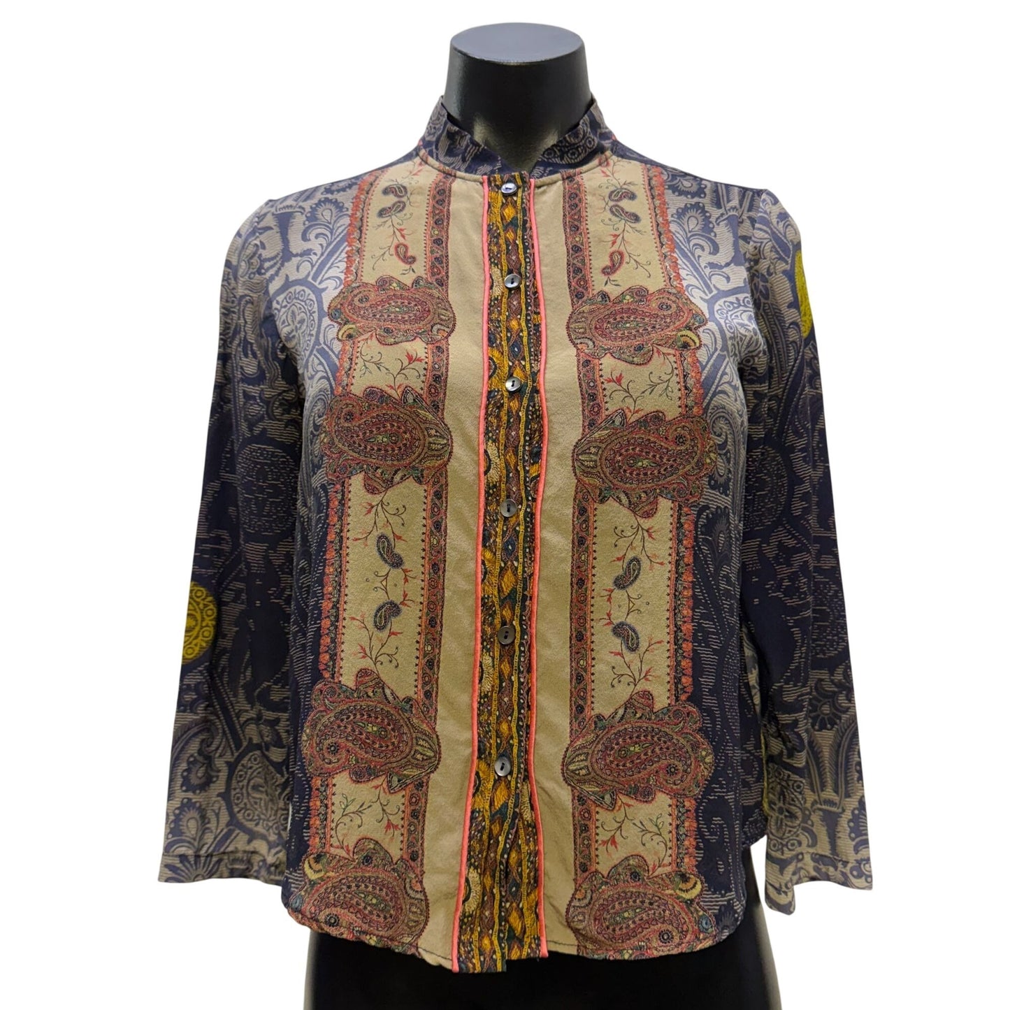 Pierre-Louis Mascia Button-Down Blouse Navy Multi Long Sleeve S