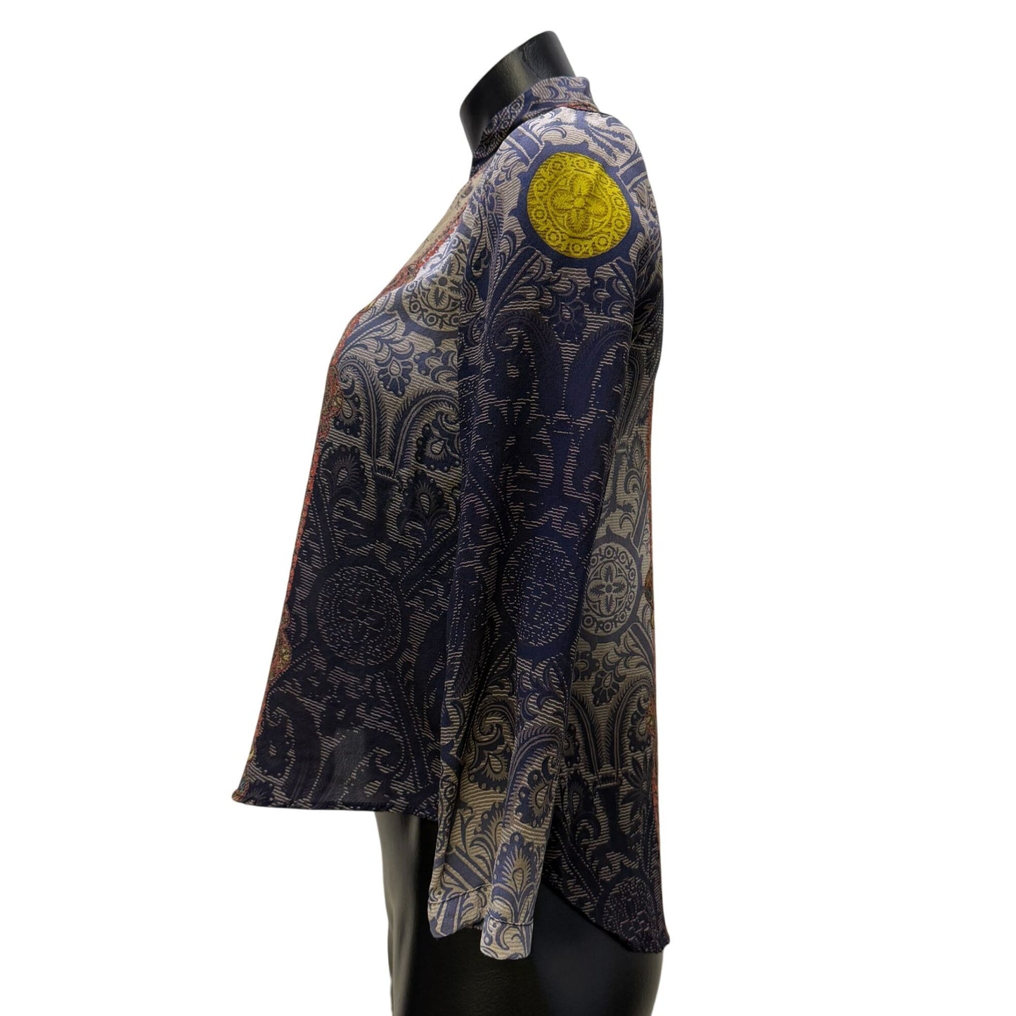 Pierre-Louis Mascia Button-Down Blouse Navy Multi Long Sleeve S