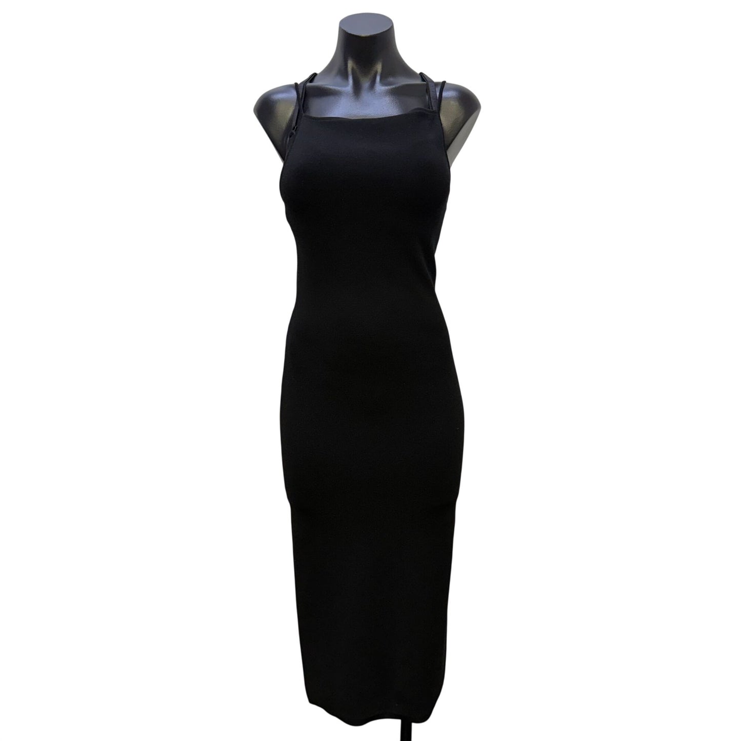 NWT Banana Republic Black Midi Bodycon Dress With Strappy Back Size S