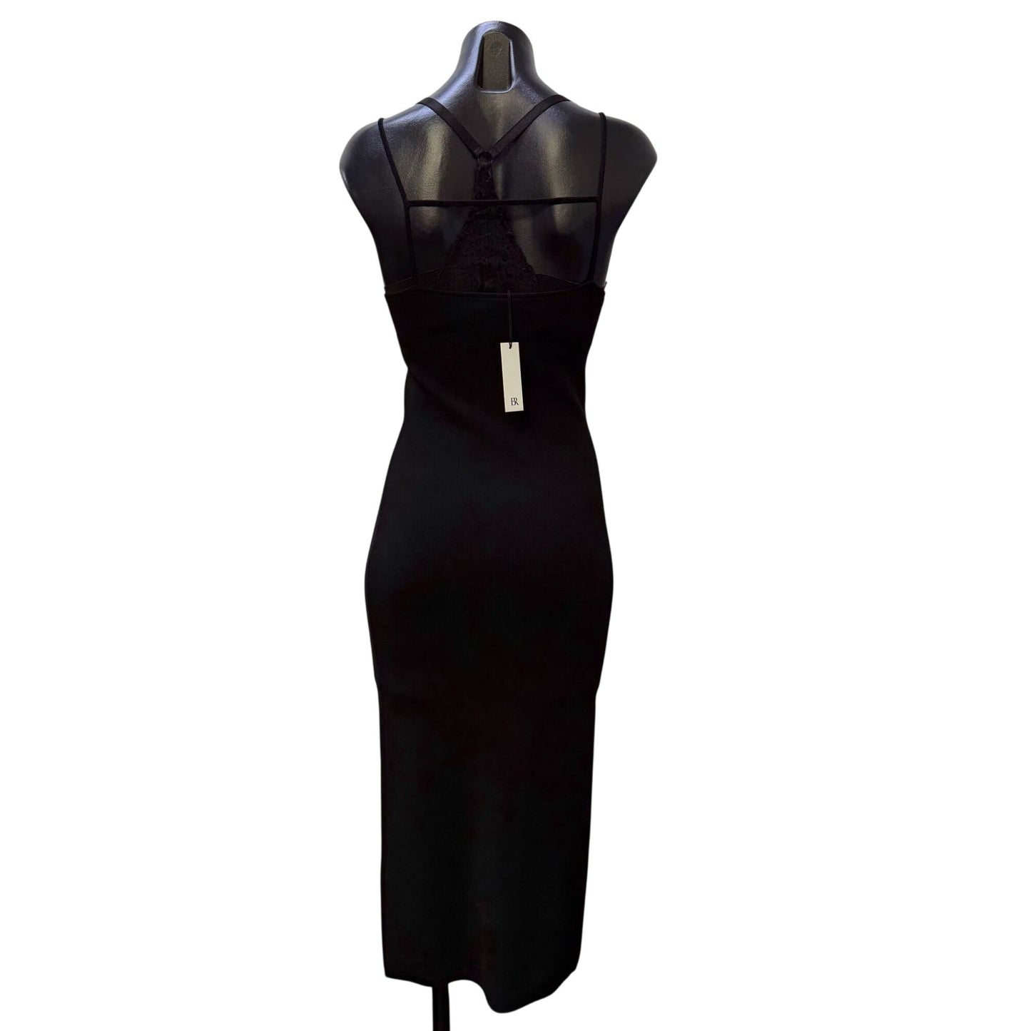NWT Banana Republic Black Midi Bodycon Dress With Strappy Back Size S