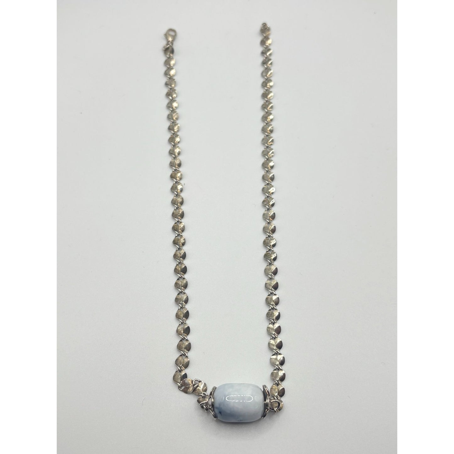 Sterling Silver 925 Necklace With Blue Gemstone Bead Pendant