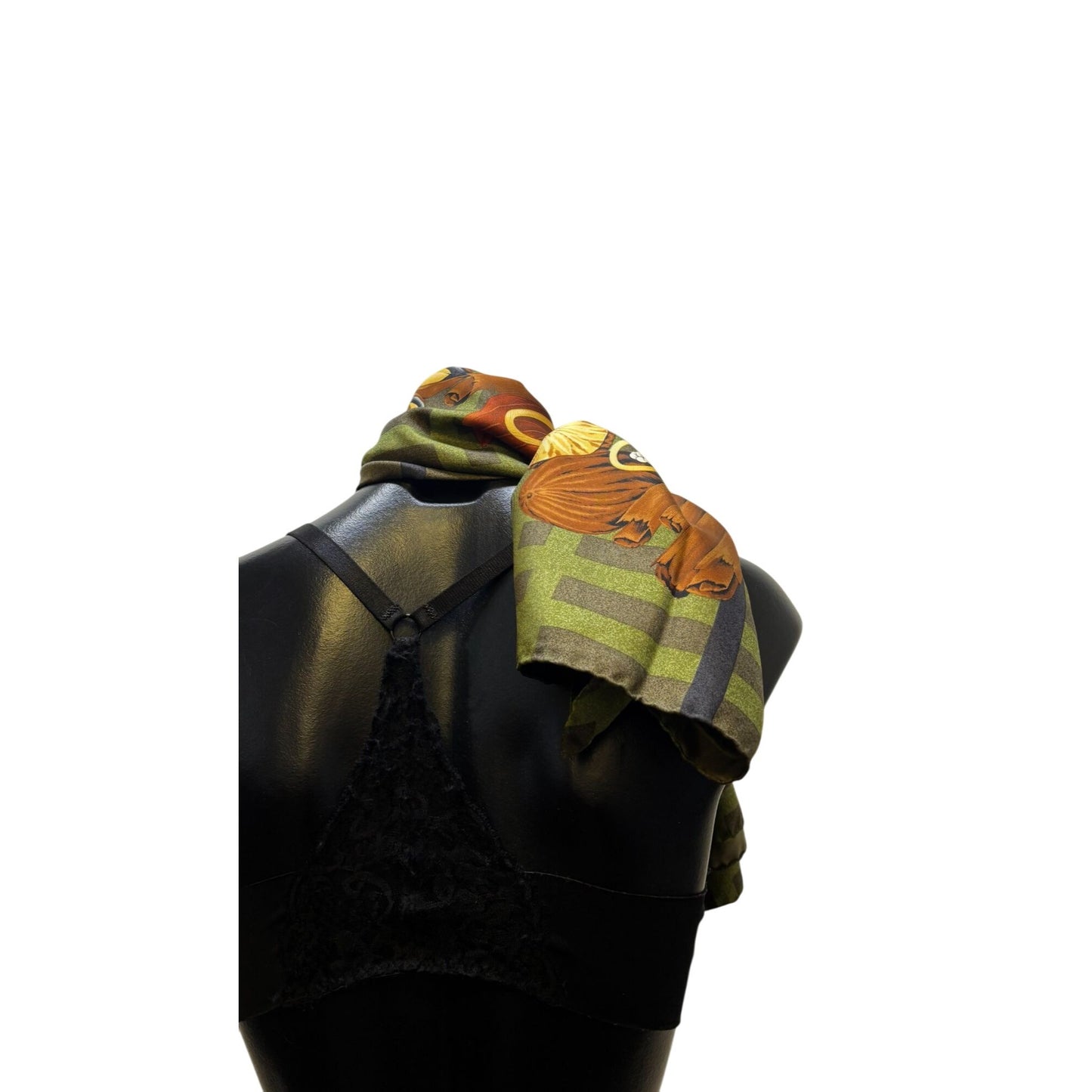 Burberry Floral & Geometric Green Multicolor Silk Scarf