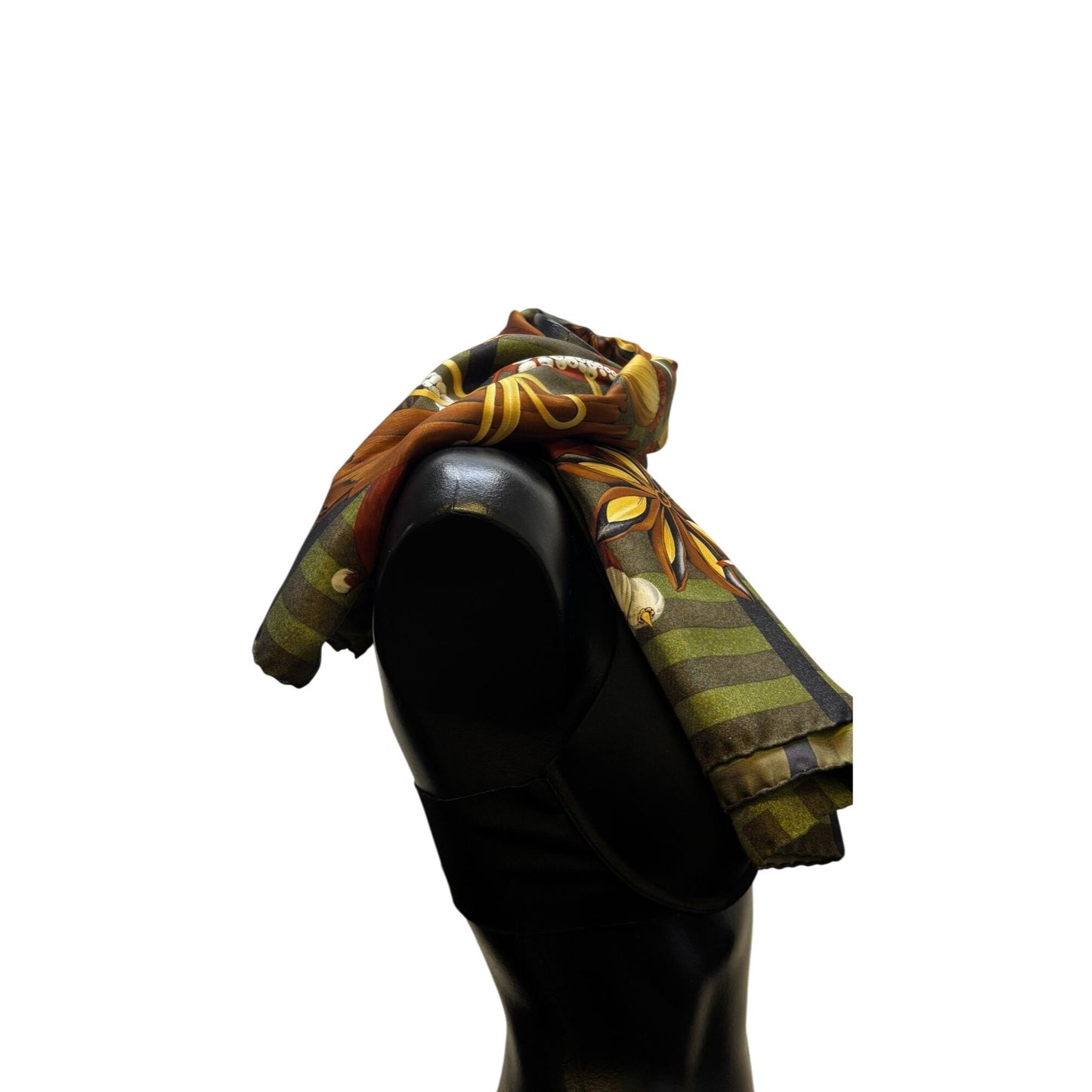 Burberry Floral & Geometric Green Multicolor Silk Scarf